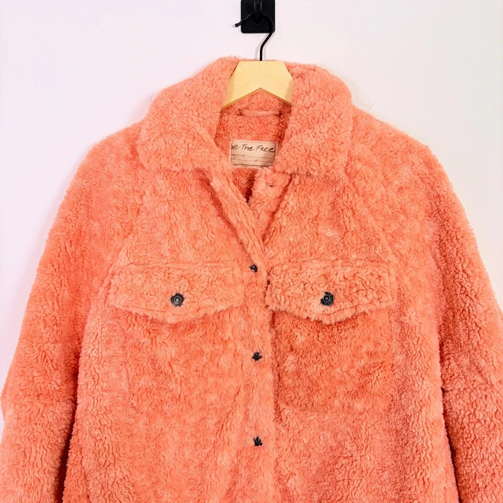 Free‎ People We The Free Teddy Swing Jacket Coral Pink Melon Womens Small